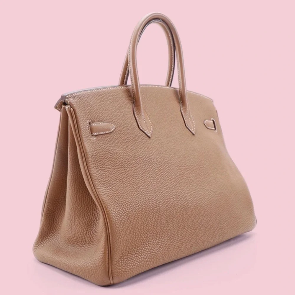 Hermes Birkin 35 Gold Togo Brown Leather Bag